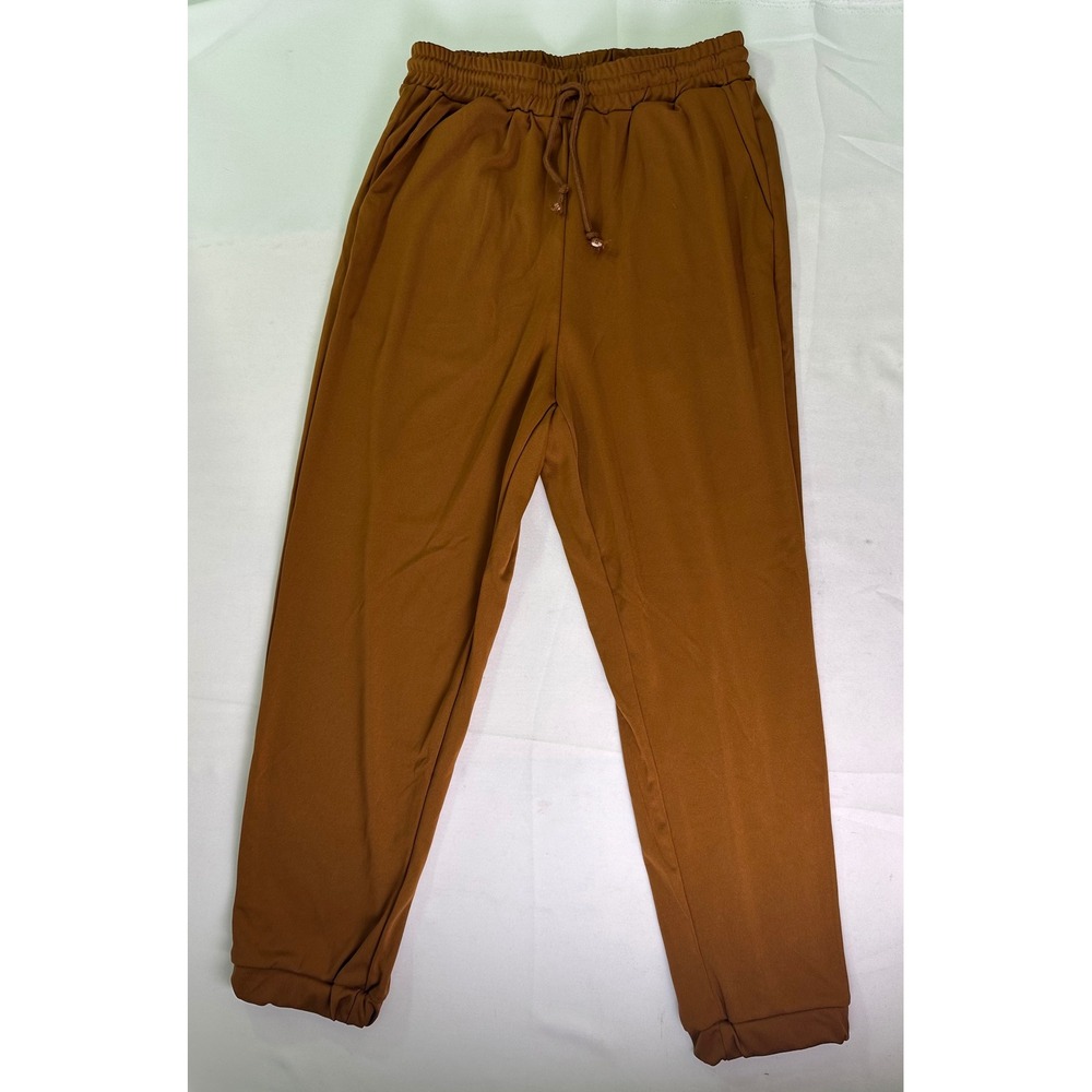 Shein Womens L Brown Elastic Waist Drawstring Joggers Gorpcore Casual Sweatpants